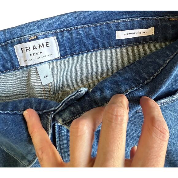 FRAME Le High size 28 Straight Fold Over Waist Jeans - Picture 13 of 13